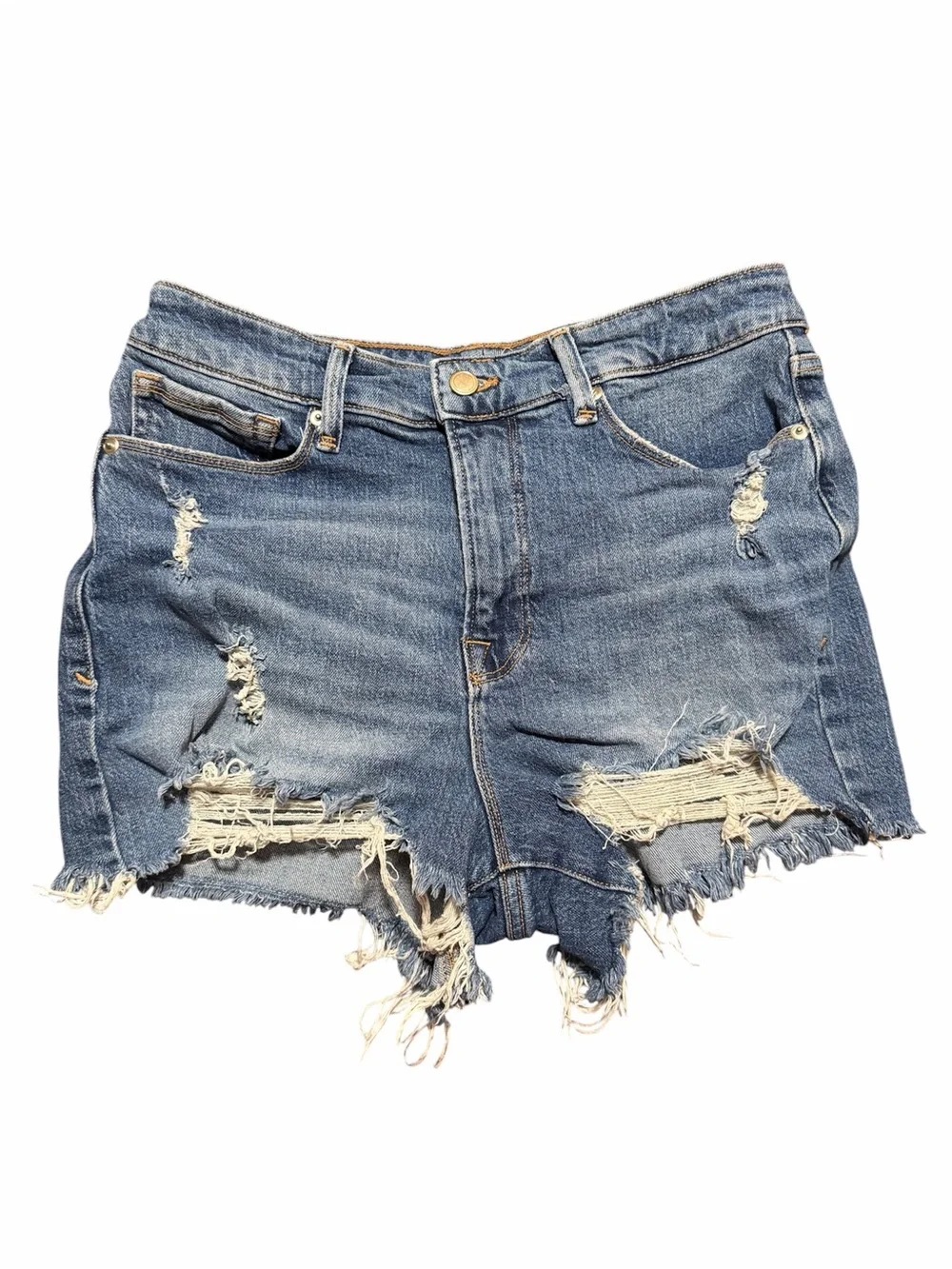 Good American Light Blue Distressed Cutoff Denim Shorts